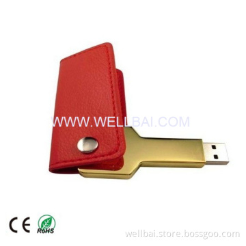 New Style Metal Key USB Drive with Leather Case